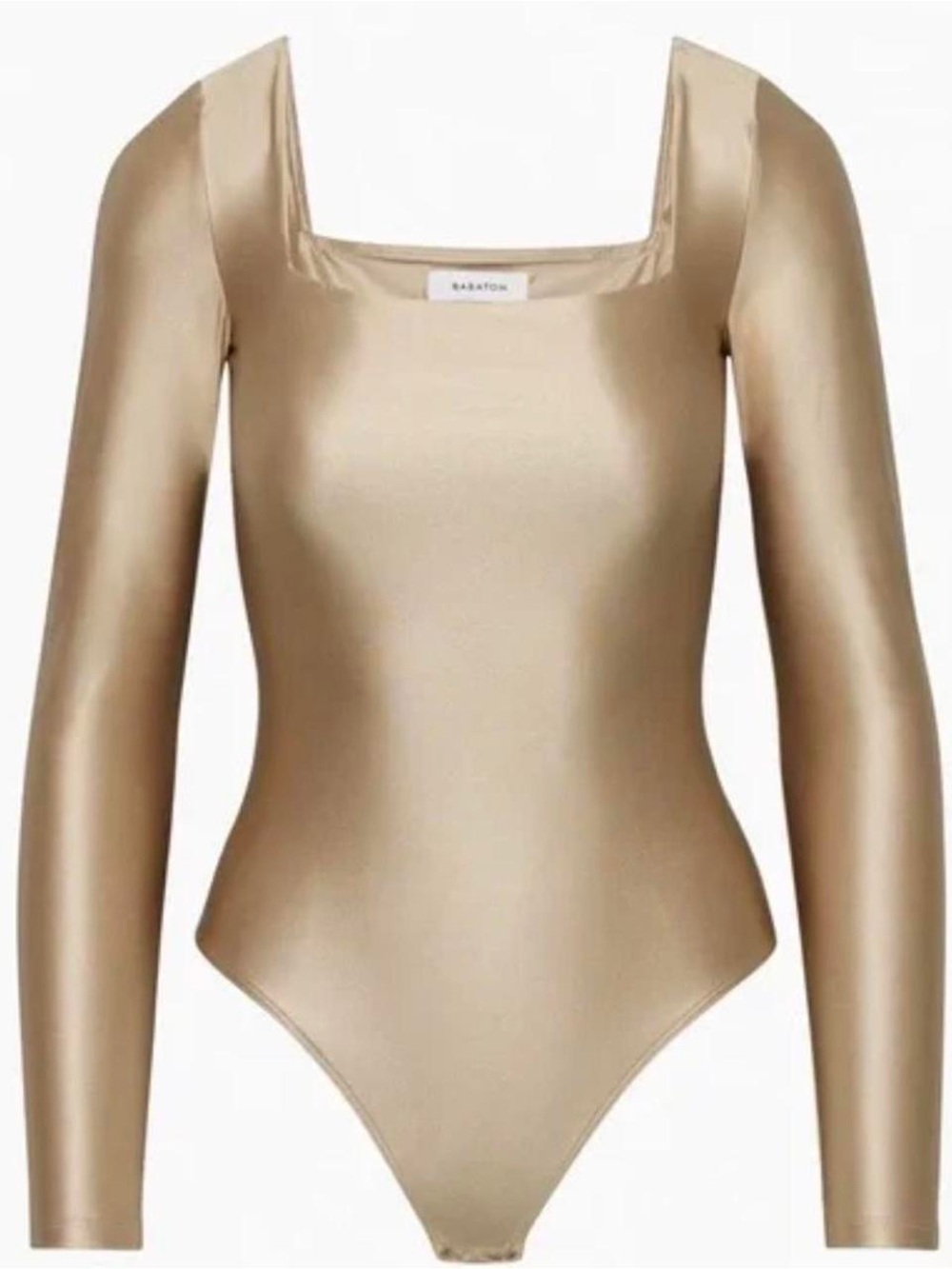 BABATON Satinette Squareneck Longsleeve Bodysuit in Gold - Picture 2 of 4
